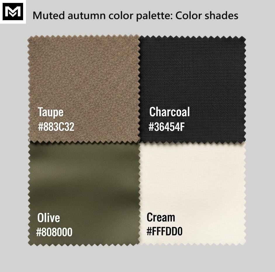 Muted autumn color palette core shades