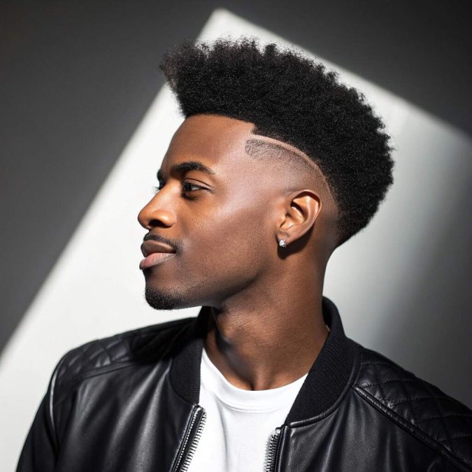a Black man with a burst fade haircut