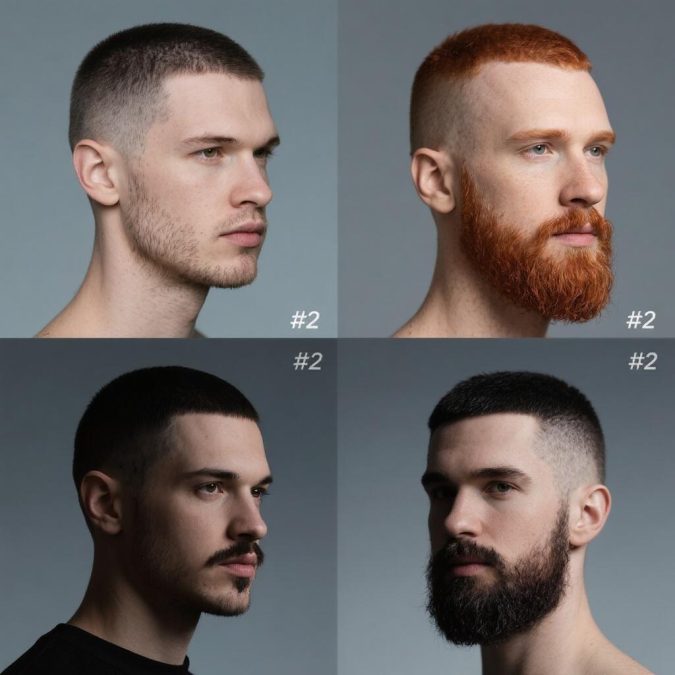 Pairing stubble and beard styles with a buzz cut
