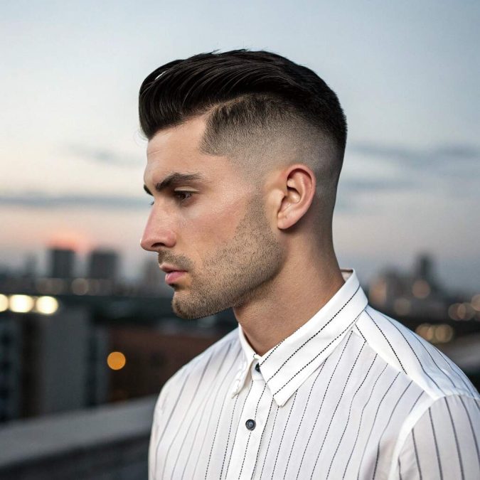 portrait of a man donning a professional classic crew haircut