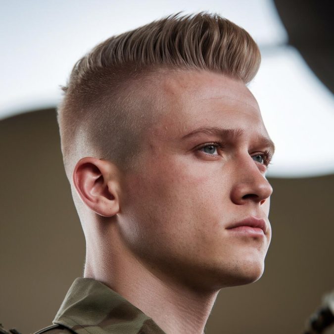 High and tight buzz cut with #1–#2 top