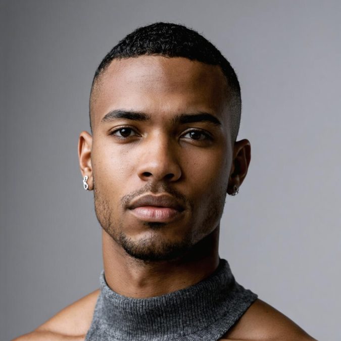 Zero guard buzz cut with a natural lineup on Black hair