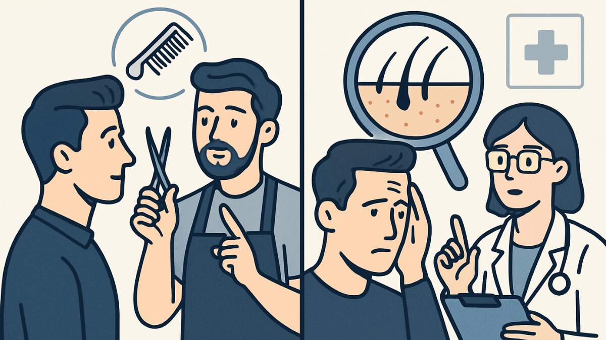 When to see a pro: barber vs a dermatologist for men’s hair and scalp problems