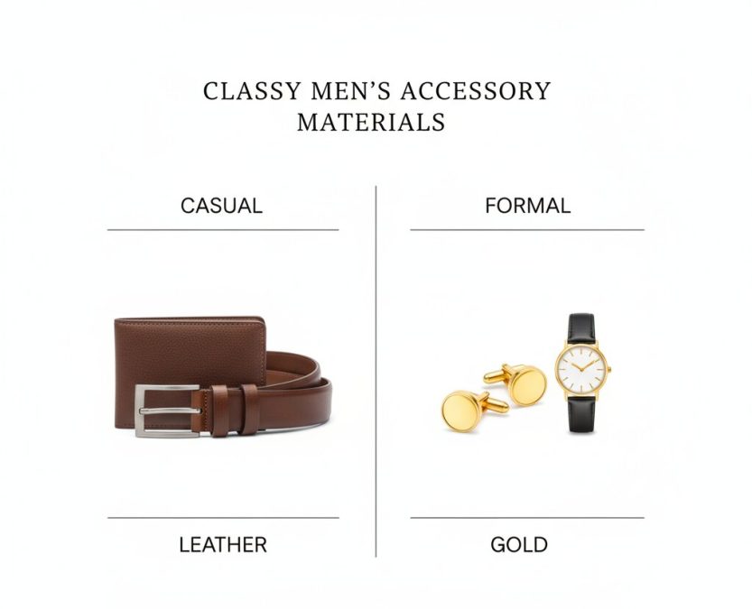 infographic of classy mens accessories materials comparison