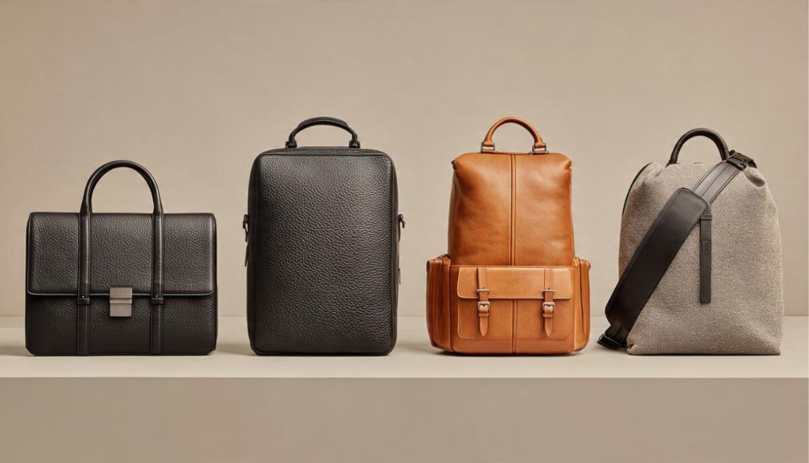 four different high-end best leather bags brands for mena