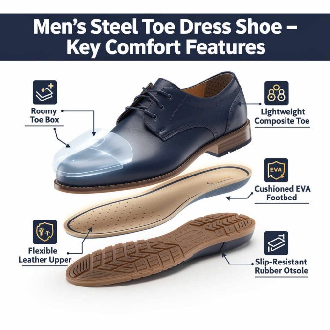 Key comfort features in dress safety shoes