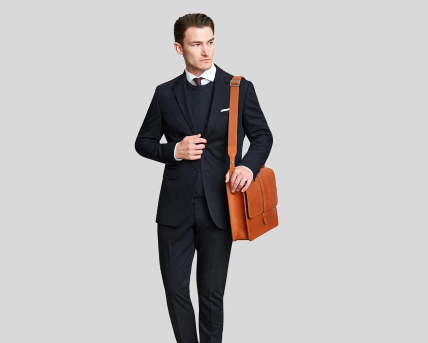 Carl Friedrik structured leather briefcase.