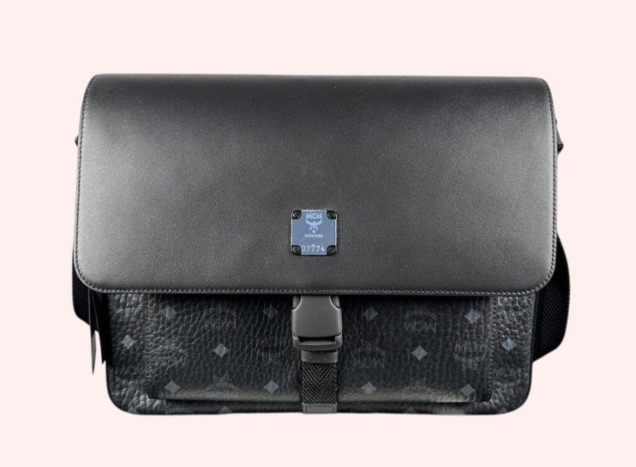 MCM men's leather statement bag.