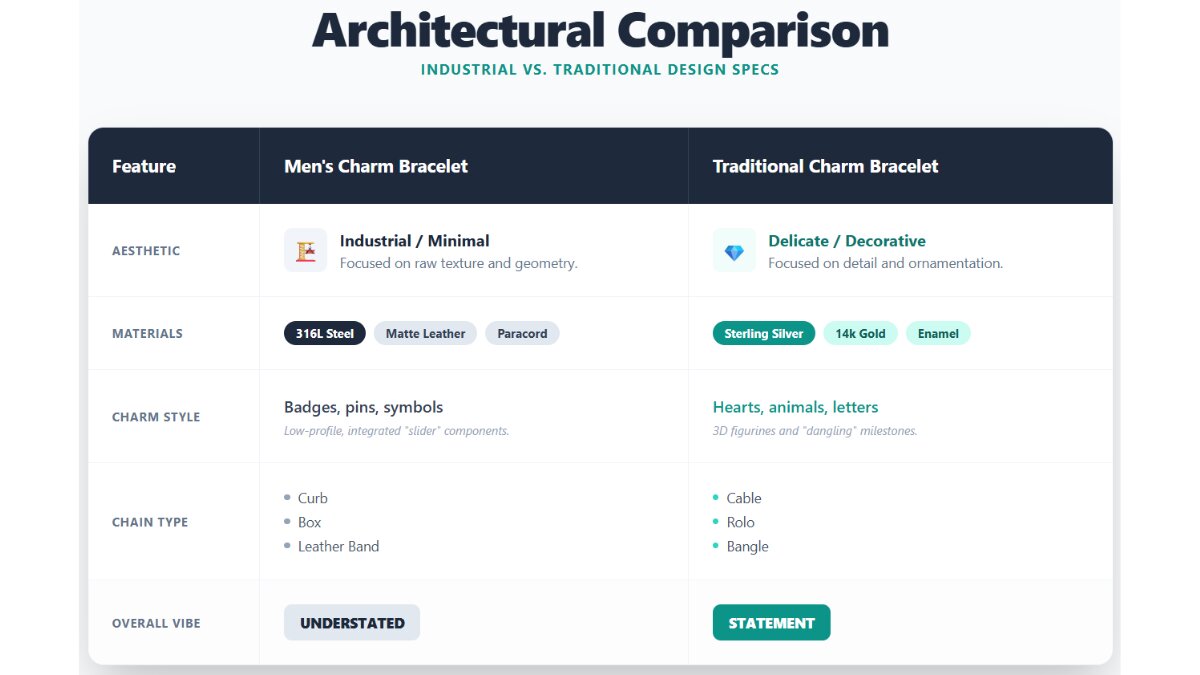 Men’s charm bracelets vs. traditional charm bracelets
