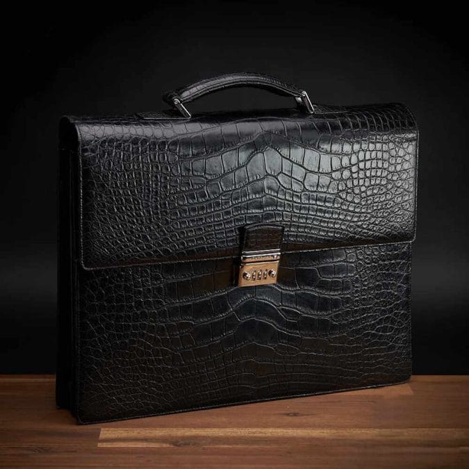Montblanc structured leather briefcase.