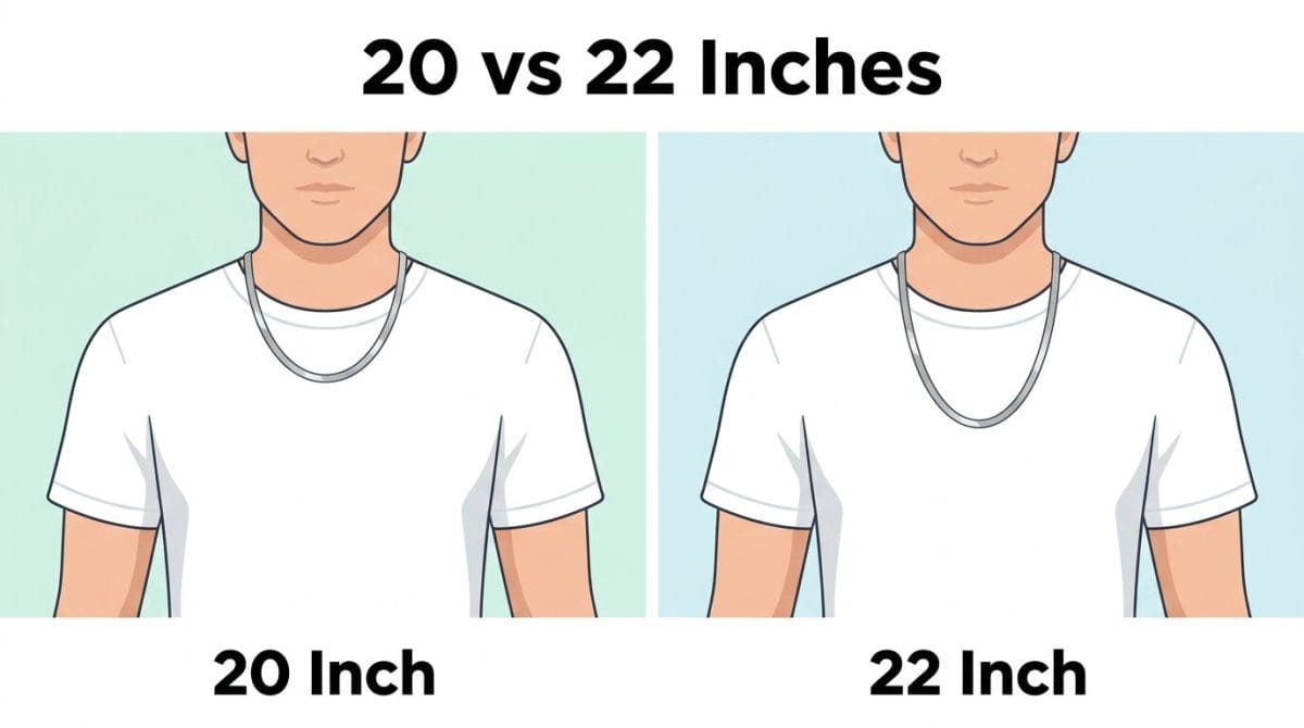 Popular chain lengths comparison: which one to choose?
20 vs. 22 Inches (The Most Common Debate)