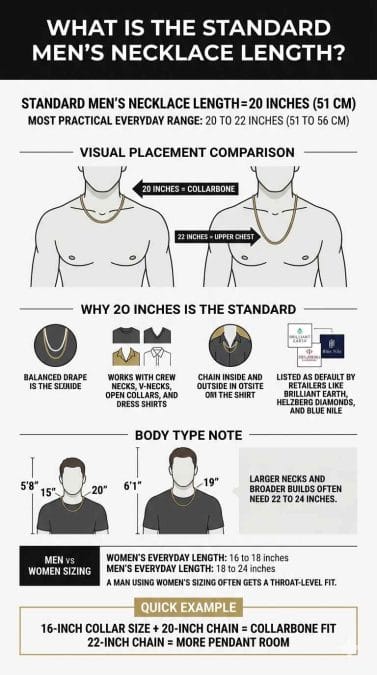 What is the standard men's necklace length?