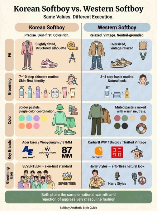 Key Differences Between Korean and Western Softboy Style