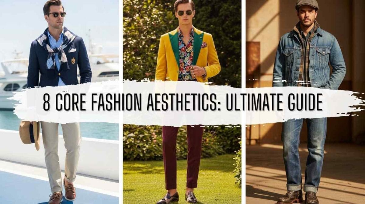 8 Men's Fashion Aesthetics covering Old Money, Dark Academia & More.