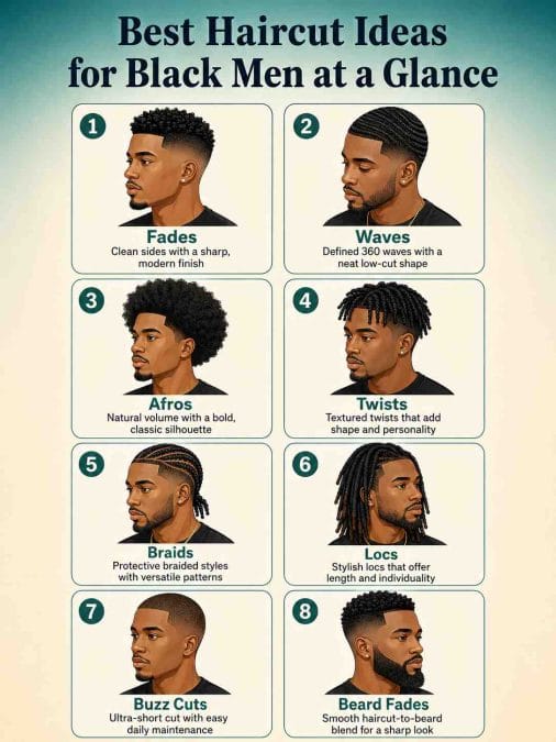 Infographic showcasing What Are the Best Haircut Ideas for Black Men?