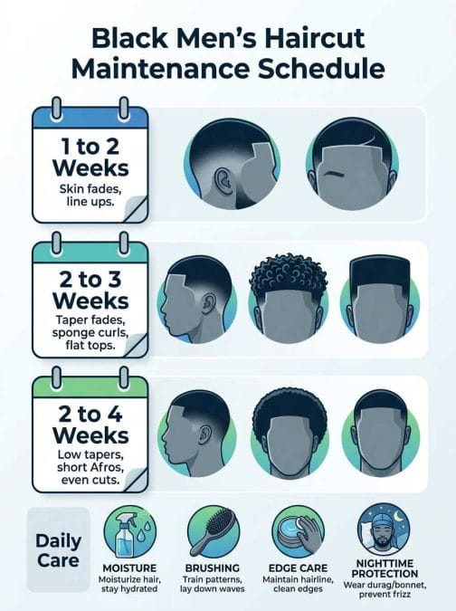 Infographic outlining Best Low-Maintenance Haircuts for Black Men