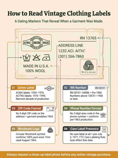 How to Read Vintage Labels and Tags to Date a Garment