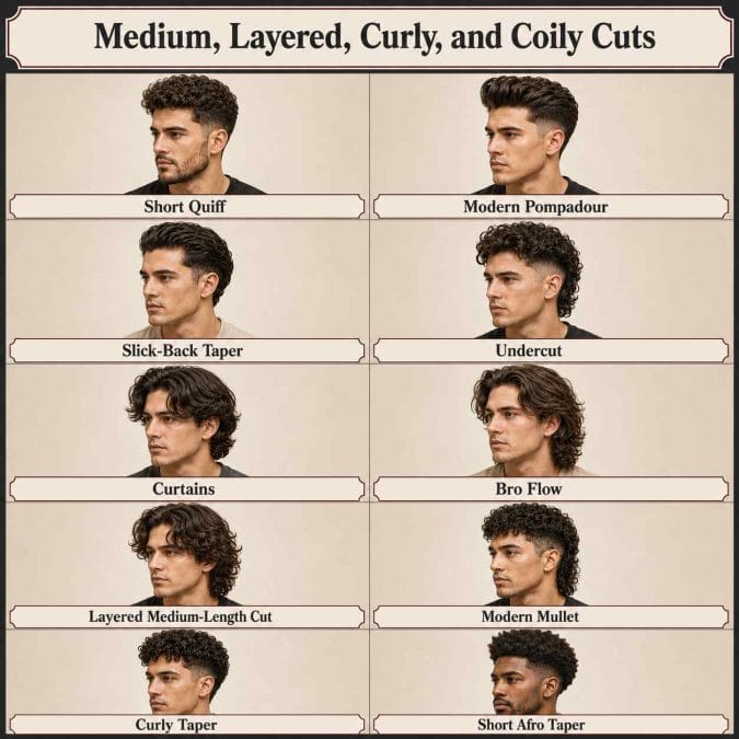 Ten medium, layered, curly, and coily haircut options for thick hair.