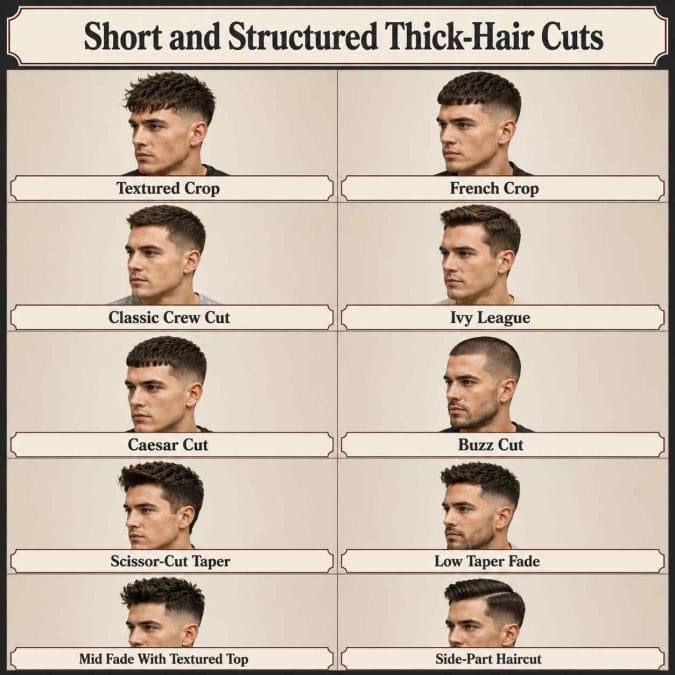 Ten best haircuts for men with thick hair short and structured haircut options for men with thick hair.