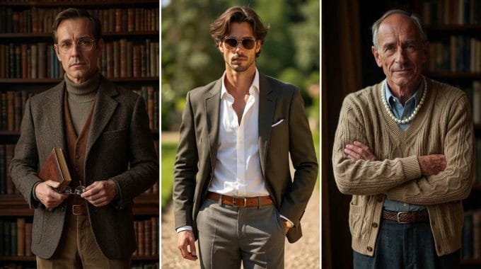A triptych of three men showcasing 
