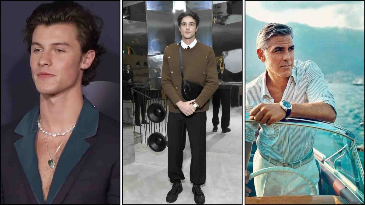 Three stylishly dressed men in classic, understated outfits featuring tailored clothing, neutral colors, and minimal accessories.