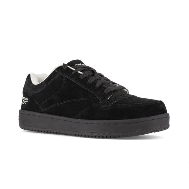Reebok Soyay RB1910 steel-toe sneaker with a suede upper and skate-style low-profile silhouette.