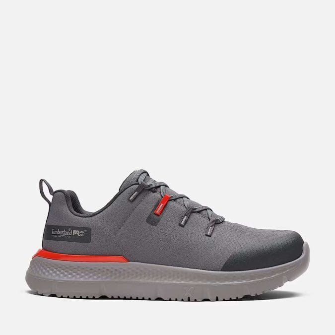 Timberland PRO Intercept steel-toe work sneaker with a slim athletic profile and flex-groove outsole.