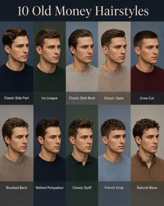 Comparison of 10 old money hairstyles showing differences in shape, styling direction, length, volume, and natural movement