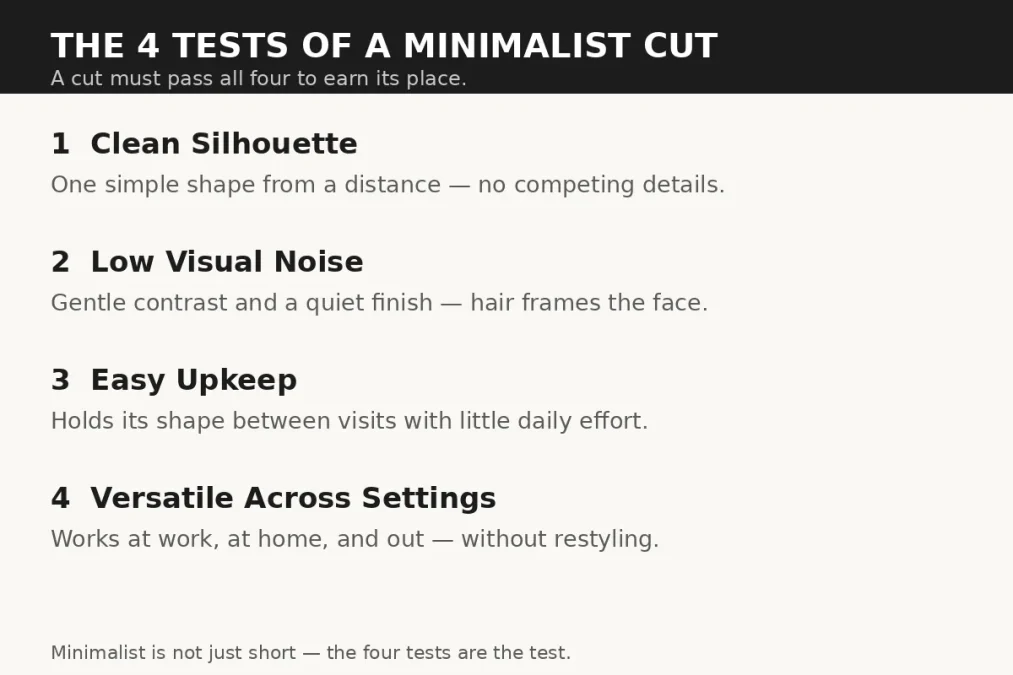 Infographic: the 4 tests of a minimalist cut.