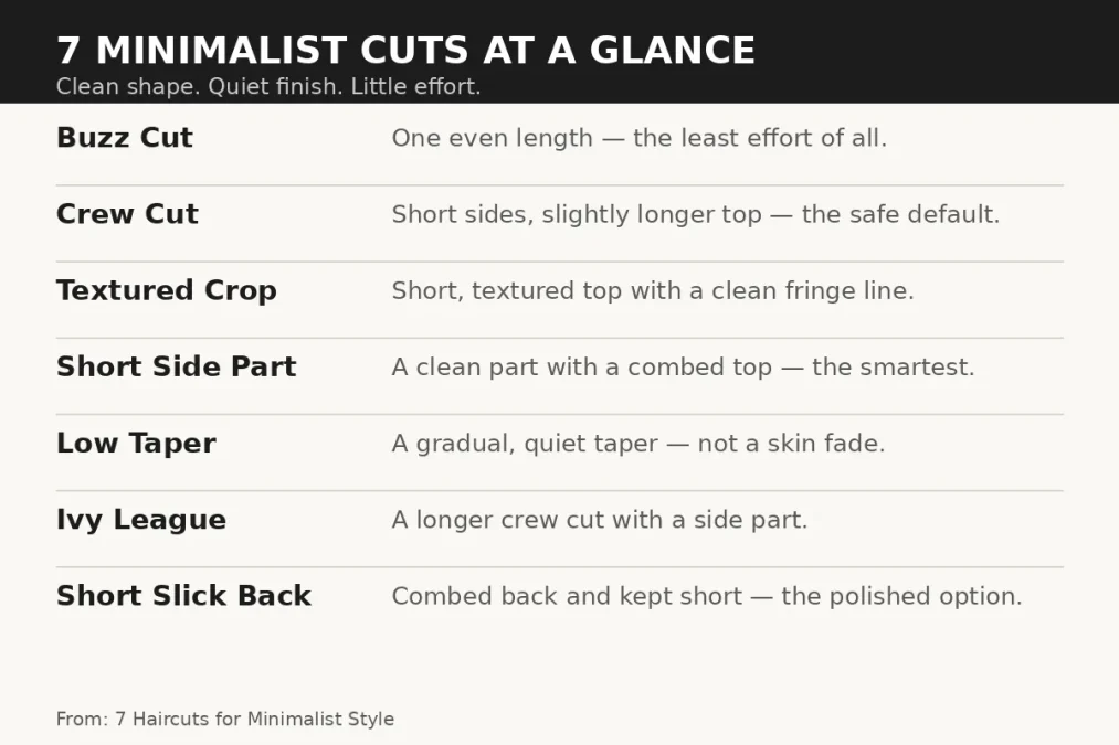 Infographic: 7 minimalist cuts at a glance.